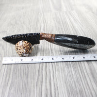 Orthoceras Fossil Handle Obsidian Blade Ornamental Knife #0357  Mountain Man Knife