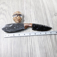 Orthoceras Fossil Handle Obsidian Blade Ornamental Knife #0357  Mountain Man Knife