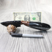 Orthoceras Fossil Handle Obsidian Blade Ornamental Knife #0357  Mountain Man Knife