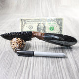 Orthoceras Fossil Handle Obsidian Blade Ornamental Knife #0357  Mountain Man Knife