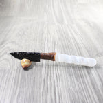 Selenite Spiral Handle Obsidian Blade Ornamental Knife #0357  Mountain Man Knife