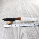 Selenite Spiral Handle Obsidian Blade Ornamental Knife #0357  Mountain Man Knife