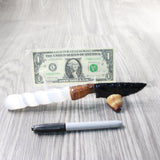 Selenite Spiral Handle Obsidian Blade Ornamental Knife #0357  Mountain Man Knife
