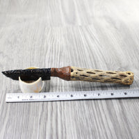 Cholla Cactus Wood Handle Obsidian Blade Ornamental Knife #0357  Mountain Man Knife