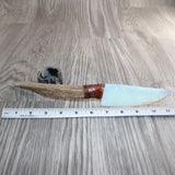 Deer Antler Handle Opalite Blade Ornamental Knife #10365     Mountain Man Knife
