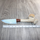 Axis Deer Antler Crown Handle Opalite Blade Ornamental Knife #13665     Mountain Man Knife