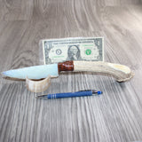 Axis Deer Antler Crown Handle Opalite Blade Ornamental Knife #13665     Mountain Man Knife