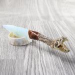 Rattlesnake Head Handle Opalite Blade Ornamental Knife #4457     Mountain Man Knife