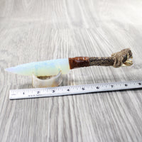 Rattlesnake Head Handle Opalite Blade Ornamental Knife #4457     Mountain Man Knife