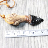 Grapevine Wood Handle  Obsidian Blade Knife Necklace  #5457  Mountain Man Necklace