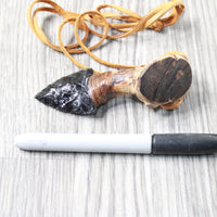 Grapevine Wood Handle  Obsidian Blade Knife Necklace  #5457  Mountain Man Necklace