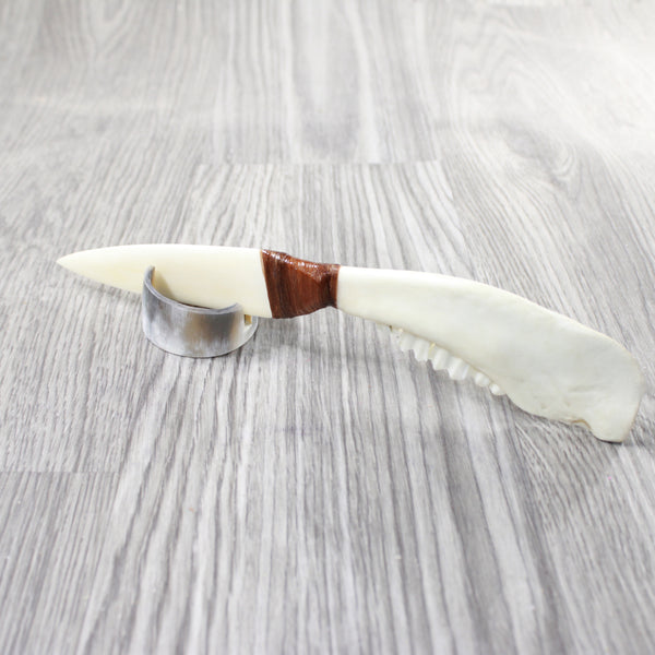 Deer Jaw Handle Bone Blade Ornamental Knife #1457    Mountain Man Knife