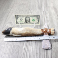 Deer Foot Handle Stone Head Ornamental Tomahawk #4457     Mountain Man Knife Axe Hatchet