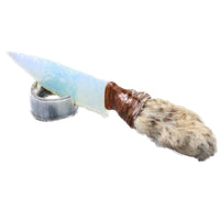 Bobcat Foot Handle Opalite Blade Ornamental Knife #2457     Mountain Man Knife