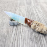 Bobcat Foot Handle Opalite Blade Ornamental Knife #2457     Mountain Man Knife