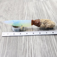 Bobcat Foot Handle Opalite Blade Ornamental Knife #2457     Mountain Man Knife