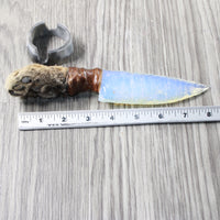 Bobcat Foot Handle Opalite Blade Ornamental Knife #2457     Mountain Man Knife