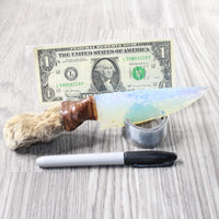 Bobcat Foot Handle Opalite Blade Ornamental Knife #2457     Mountain Man Knife