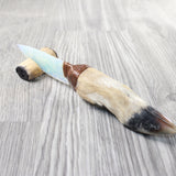 Deer Foot Handle Opalite Blade Ornamental Knife #1457     Mountain Man Knife