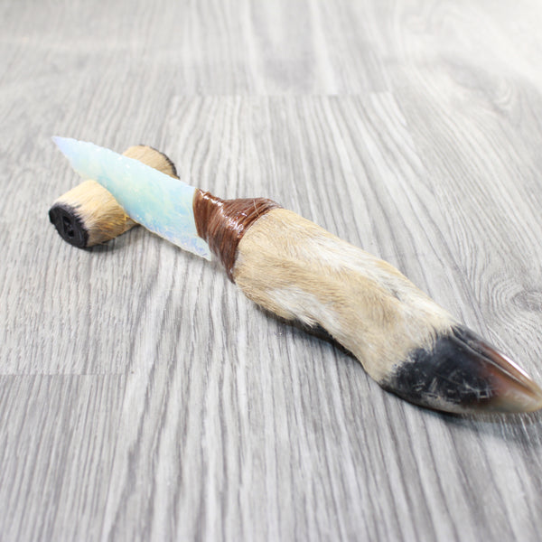 Deer Foot Handle Opalite Blade Ornamental Knife #1457     Mountain Man Knife