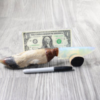 Deer Foot Handle Opalite Blade Ornamental Knife #1457     Mountain Man Knife