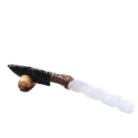 Selenite Spiral Handle Obsidian Blade Ornamental Knife #3557  Mountain Man Knife