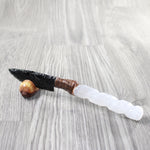 Selenite Spiral Handle Obsidian Blade Ornamental Knife #3557  Mountain Man Knife
