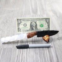 Selenite Spiral Handle Obsidian Blade Ornamental Knife #3557  Mountain Man Knife