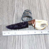 Muskrat Skull Handle Glass Blade Ornamental Knife #31865    Mountain Man Knife