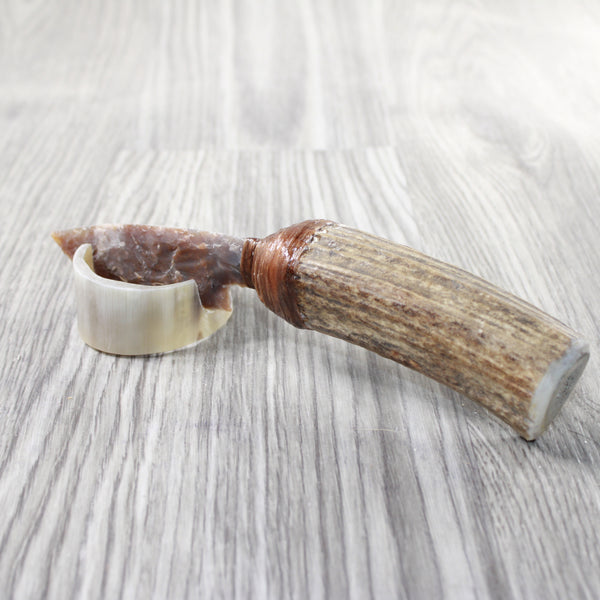 Elk Antler Handle Stone Blade Ornamental Knife #2557    Mountain Man Knife