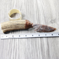 Elk Antler Handle Stone Blade Ornamental Knife #2557    Mountain Man Knife