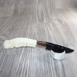 Deer Jaw Handle Obsidian Blade Ornamental Knife #29965  Mountain Man Knife