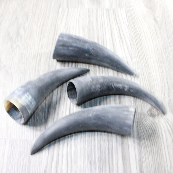 4 Small Raw Unfinished Cow Horns #3557   Natural Colored