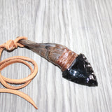 Goat Horn Handle  Obsidian Blade Knife Necklace  #16365  Mountain Man Necklace