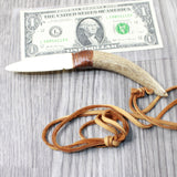Antler Handle  Bone Blade Knife Necklace  #5557  Mountain Man Necklace