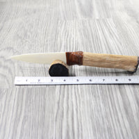 Hair-on Deer Bone Handle Bone Blade Ornamental Knife #4657    Mountain Man Knife