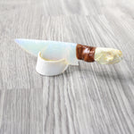Mink Skull Handle Opalite Blade Ornamental Knife #7657     Mountain Man Knife