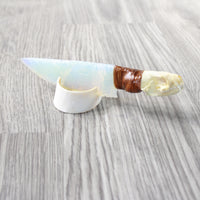 Mink Skull Handle Opalite Blade Ornamental Knife #7657     Mountain Man Knife