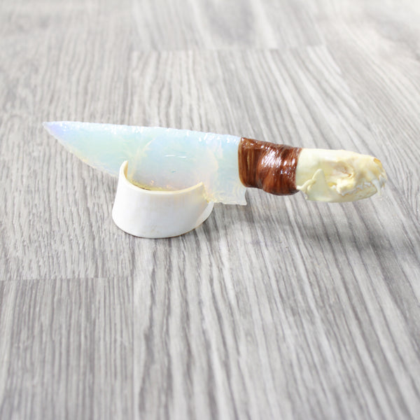 Mink Skull Handle Opalite Blade Ornamental Knife #7657     Mountain Man Knife