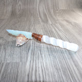 Selenite Spiral Handle Opalite Blade Ornamental Knife #20665     Mountain Man Knife