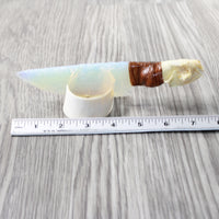 Mink Skull Handle Opalite Blade Ornamental Knife #7657     Mountain Man Knife
