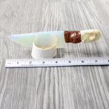 Mink Skull Handle Opalite Blade Ornamental Knife #7657     Mountain Man Knife