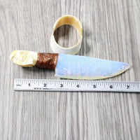 Mink Skull Handle Opalite Blade Ornamental Knife #7657     Mountain Man Knife