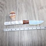 Selenite Spiral Handle Opalite Blade Ornamental Knife #20665     Mountain Man Knife