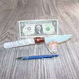 Selenite Spiral Handle Opalite Blade Ornamental Knife #20665     Mountain Man Knife