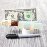 Mink Skull Handle Opalite Blade Ornamental Knife #7657     Mountain Man Knife