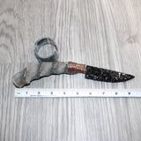Springbok Horn Handle Obsidian Blade Ornamental Knife #01666  Mountain Man Knife