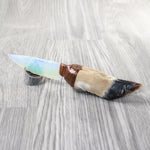 Deer Foot Handle Opalite Blade Ornamental Knife #7857     Mountain Man Knife