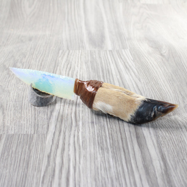 Deer Foot Handle Opalite Blade Ornamental Knife #7857     Mountain Man Knife