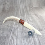 Axis Deer Antler Handle Bone Blade Ornamental Knife # 32866   Mountain Man Knife
